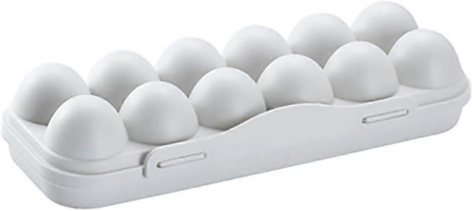 (Gray)Plastic Egg Storage Box with Lid for 12 Eggs, Suitable for Refrigerator, Outdoor