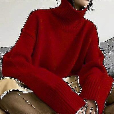 Pull épais en cachemire pour femme, pull à col montant, chaud et ample, tricoté, nouvelle collection automne et hiver