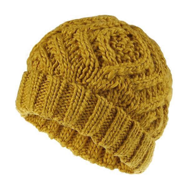 New Winter Knitted Wool Cap Unisex Folds Casual Labeling Hat(Ginger)