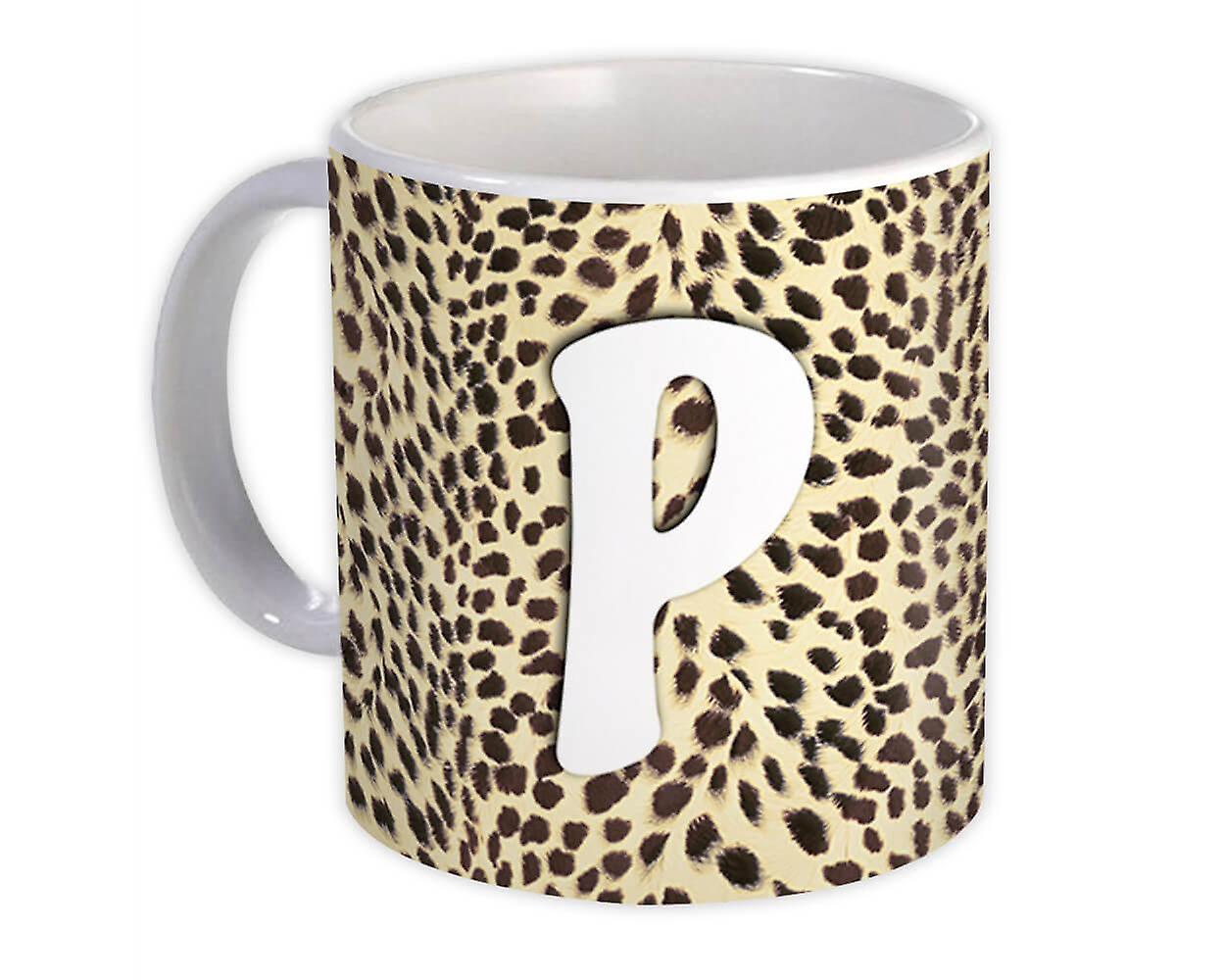 Gift Mug: Monogram Letter P Cheetah