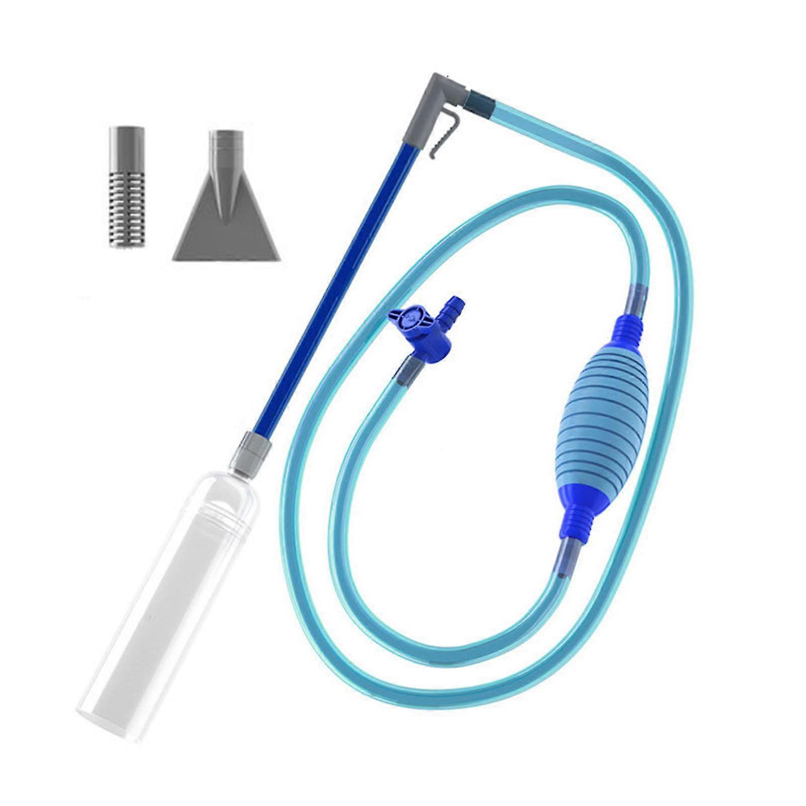 Swimming Pool Vacuum Cleaner with 2 Nozzle Adapters Clear Siphon Hose Adjustable Valve Detachable Fish Tank Water Change Spa Hot Tub Cordless Manual C