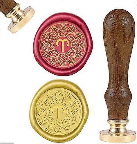 Wax Seal Stamp Twelve Constellations Vintage Wax Sealing Stamps Retro 25mm Removable Brass Head Wooden Handle for Envelopes Invitations Wine Packages