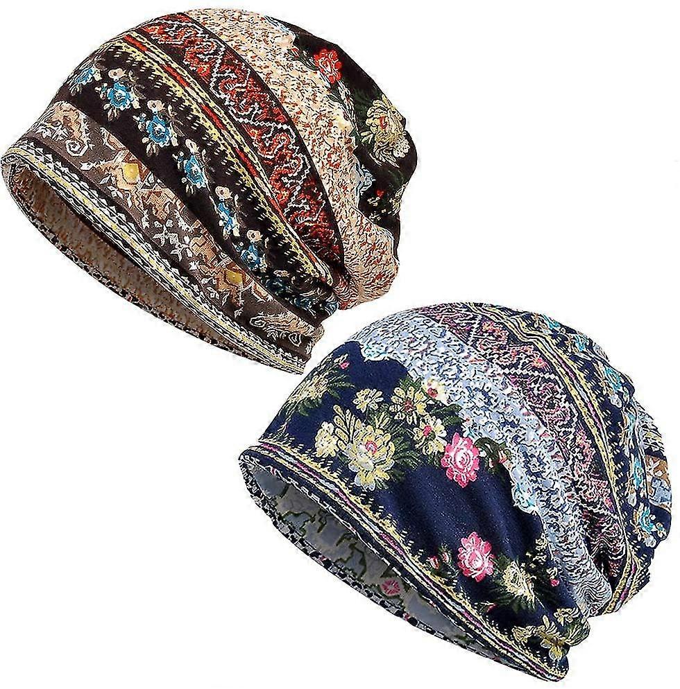 バギースラウシービーニーケモハットキャップスラウシースヌードハットがんヘッドウェア女性用,2 PC