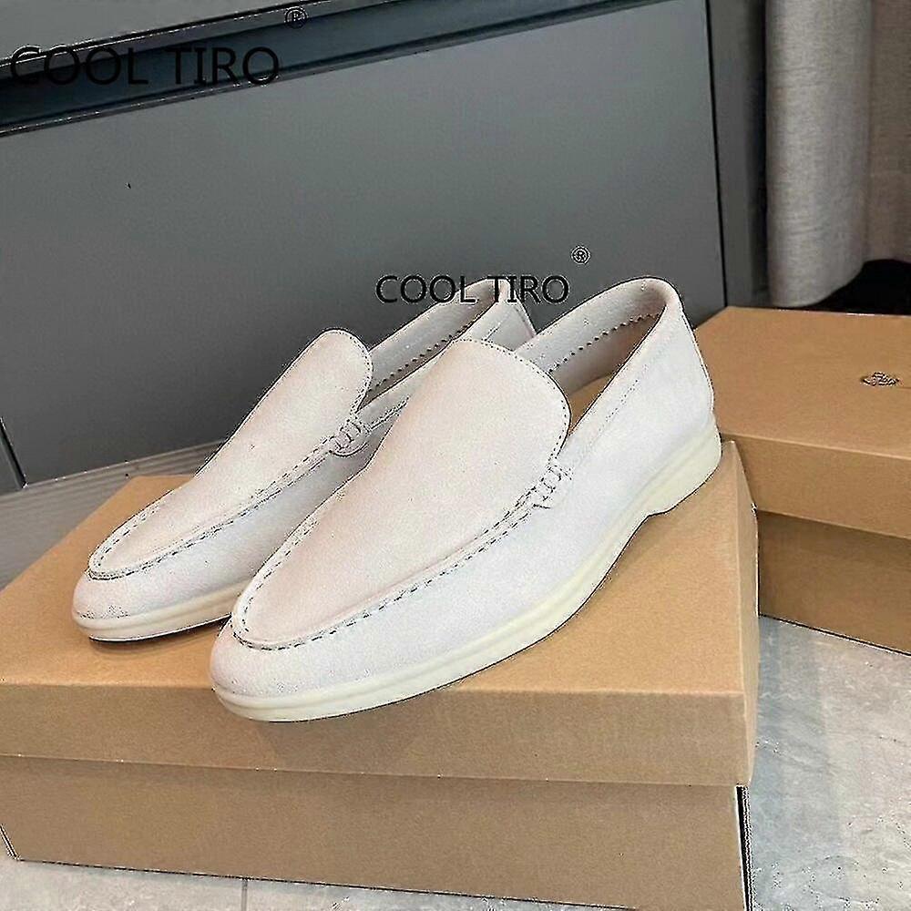 Sand Suede Men Loafers Casual Moccasins Summer Walk Shoes Round Toe Slip-ons Flat Driving Lazy Beanie Shoes Gentleman Dress Shoe