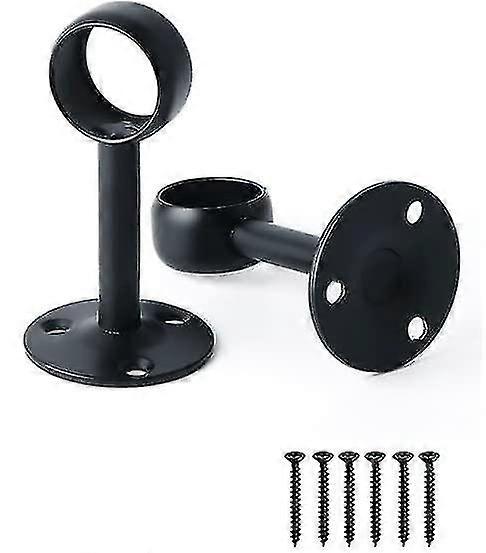 Cortina Rod Bracket Wardrobe Rod Com Parafusos Suporte De Teto Para Cortina E Roupeiro, Aço Inoxidável Preto Fosco