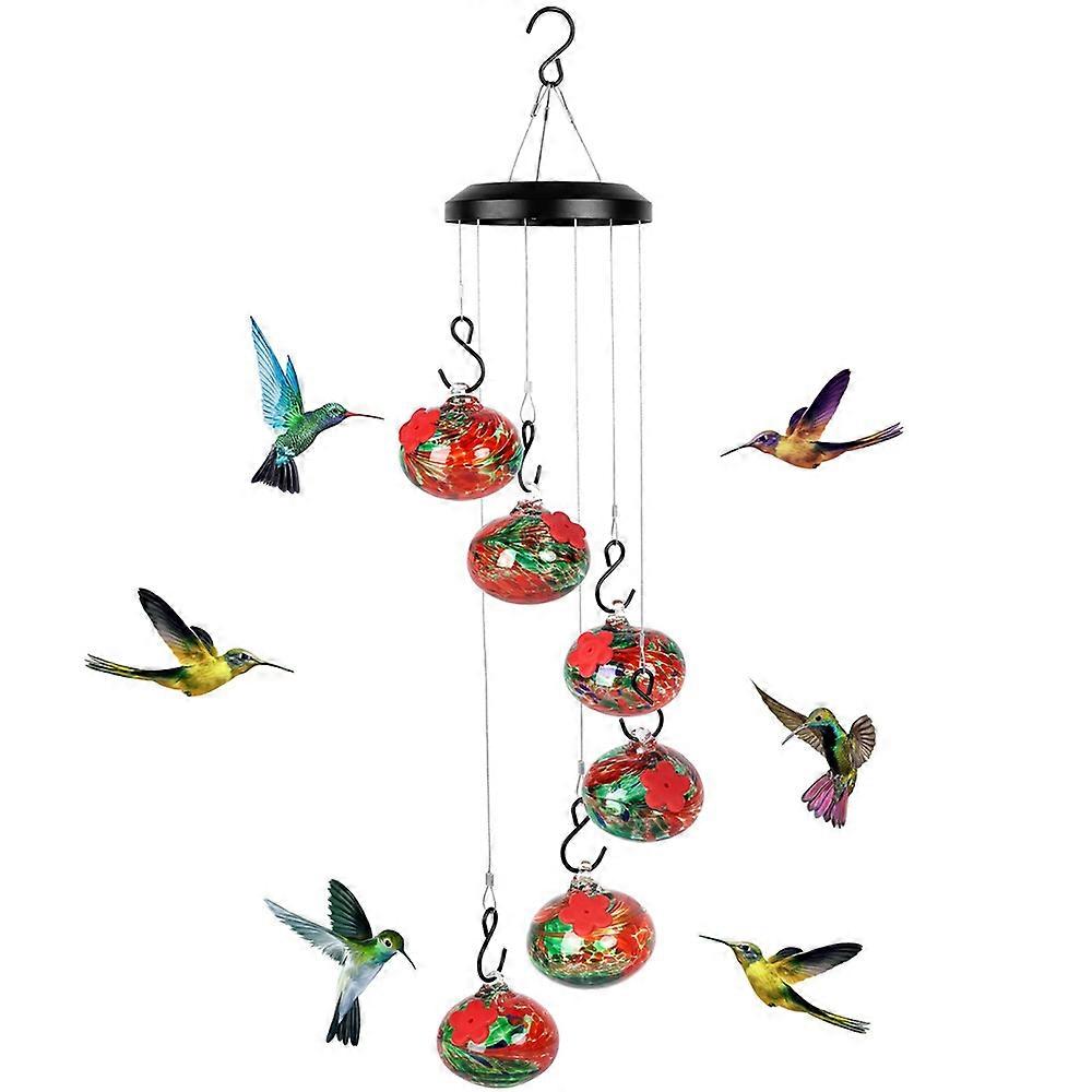 Charming Wind Chimes Hummingbird Feeders for Outdoors Hanging Ant and Bee Proof, Never Leak, Garden Decoration