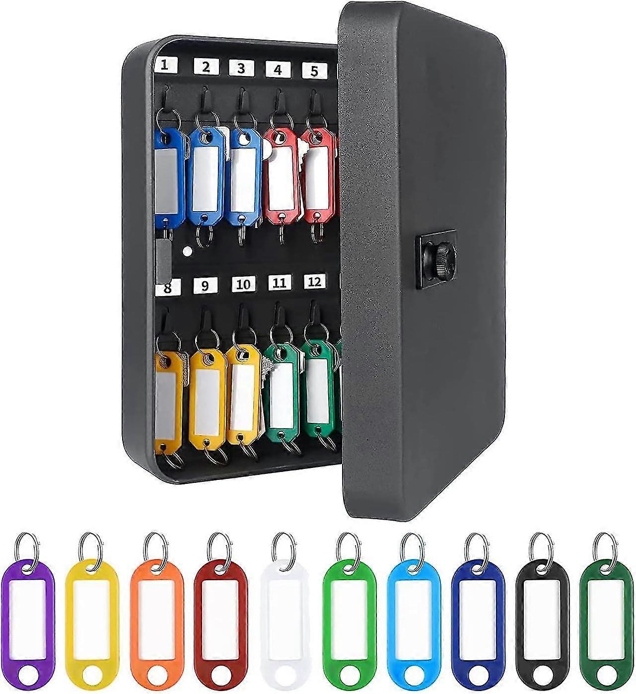 Steel Key Cabinet with Combination Lock - Wall Mounted Key Organizer (28-Key Capacity) - Includes 40 Key Tag Labels