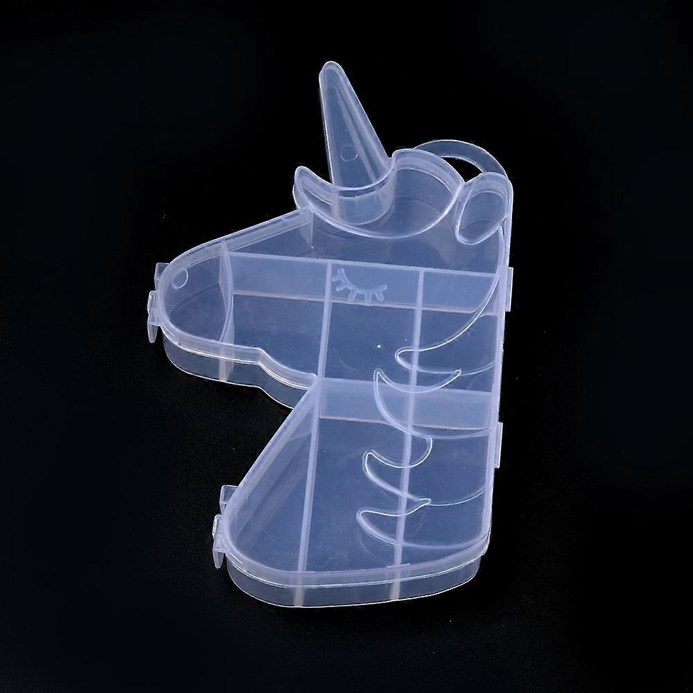 1pc Plastic Bead Storage Containers 8 Compartments Unicorn Clear 16.2x9.7x2.5cm Hole: 1.9x1cm