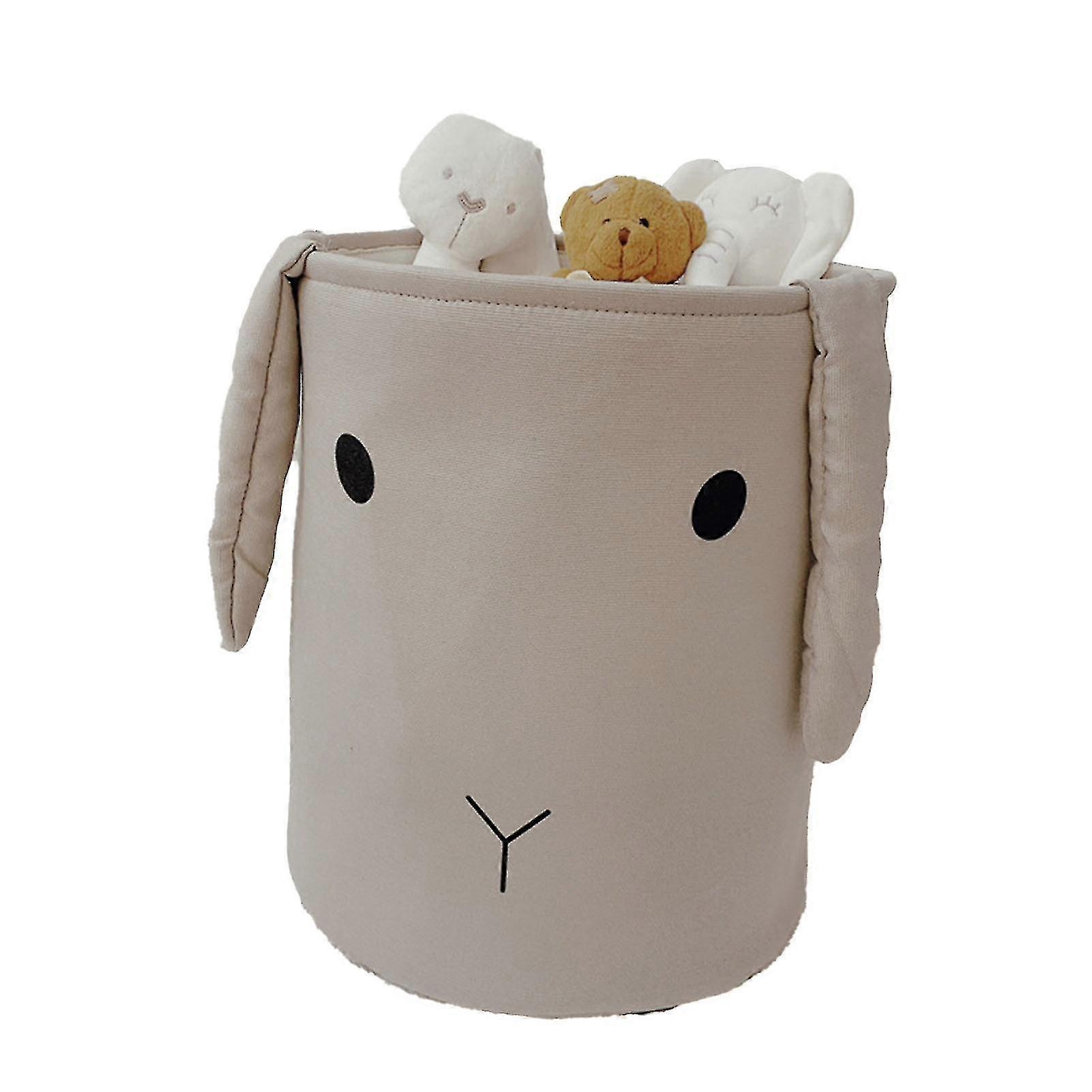 Gray Rabbit Cartoon Canvas Toy Organizer Collapsible Storage Basket - Waterproof Three Layers Thickened 35x40cm