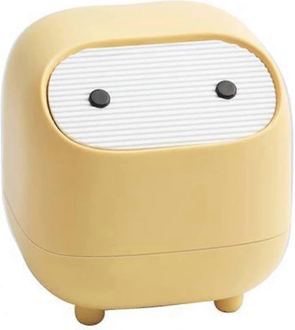 Desktop Trash Can Double Press Trash Can With Lid (yellow)