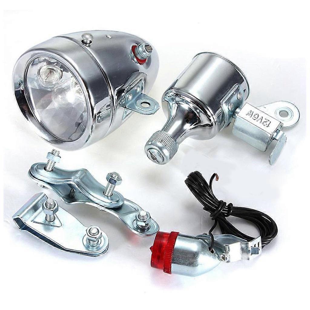 Cykel 12V 6W generator forlygte baglygte kit friktion dynamo lys dragt