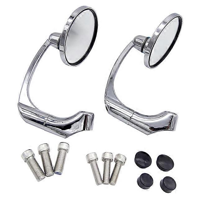 1 Pair 10mm Motorcycle Chrome Round Bar End Scooter Accessories Rearview Side Mirror Adjustable For Cafe Racer