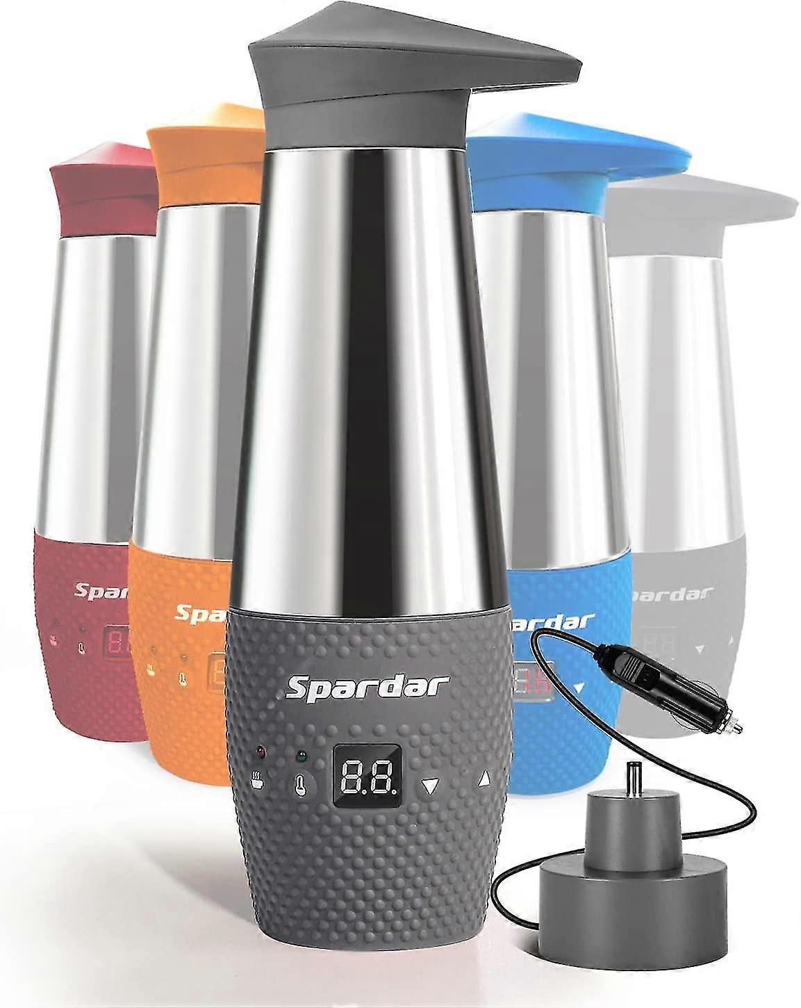 Chaleira de carro de 348ml, caldeira de água portátil da chaleira do carro com controle de temperatura, ebulição rápida, desligamento automático, à prova de vazamento e proteção contra fervura-seca