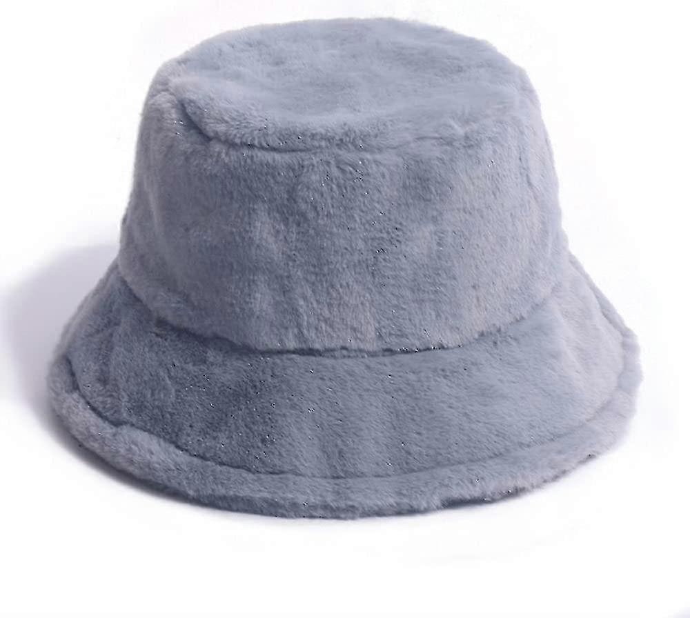 Cau De Pcheur - Hiver Fausse Rure Bleu Seau Cau Doux Chaud Automne Hiver Couleur Mode Peluche Seau Cau Pour Femmes Es Pour Ra