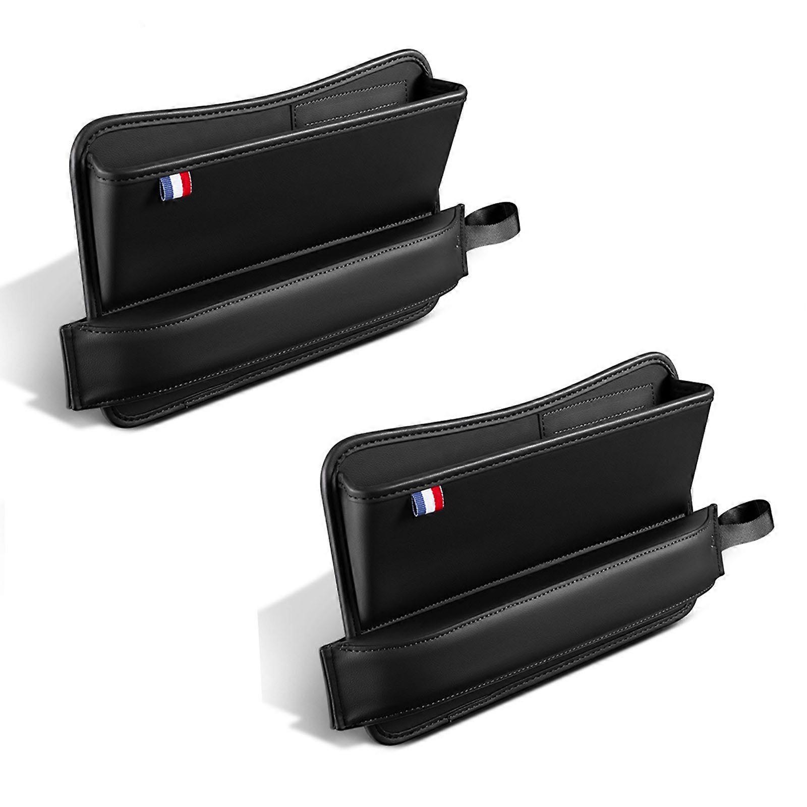 Car Console Side Seat Gap Filler Storage Box PU Leather Front Seat Organizer For Cellphone Key Coins Stop Dropping Between Seats