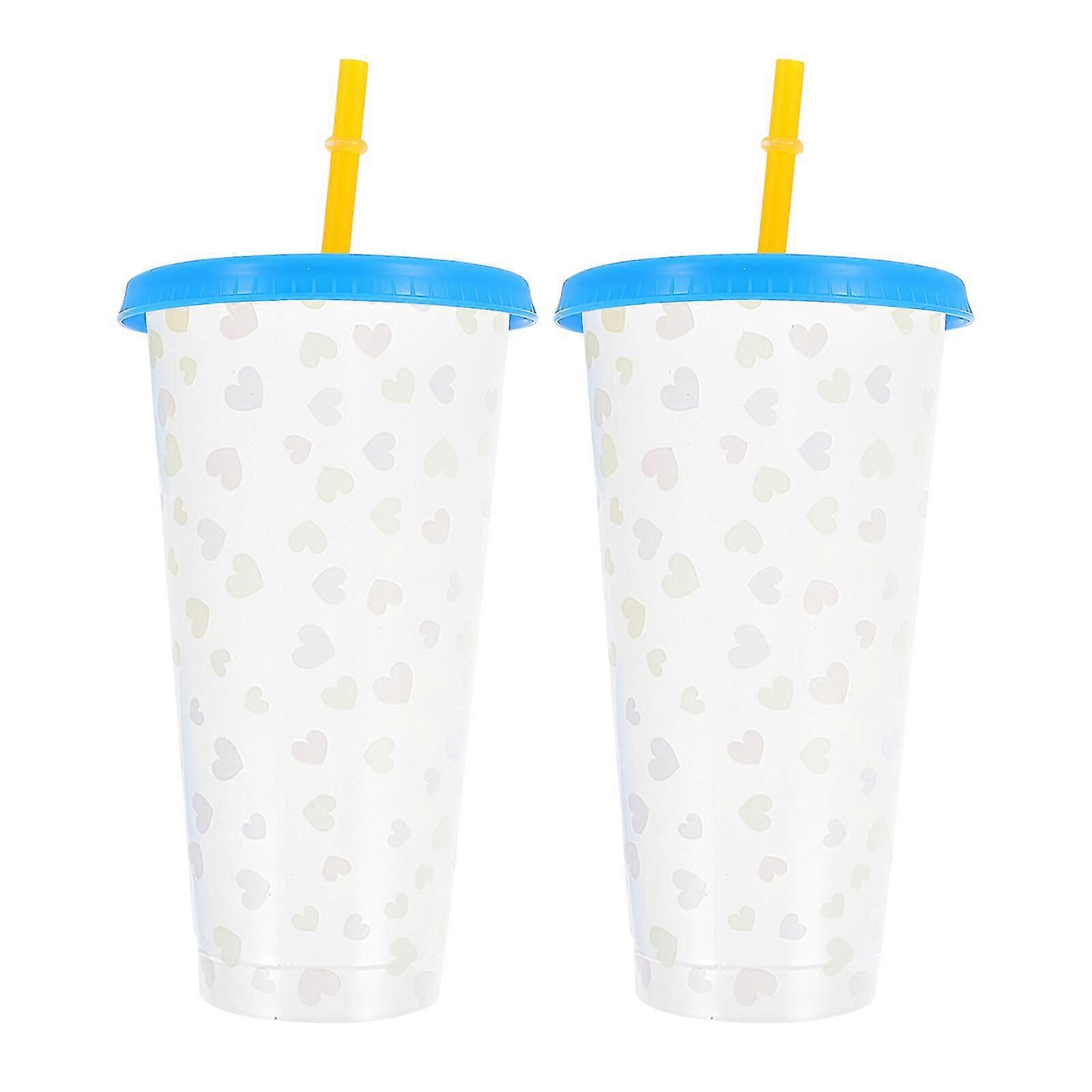 2pcs Plastic Cold Drink Cups Reusable Plastic Tumbler Ice Cold Drinking Cup
