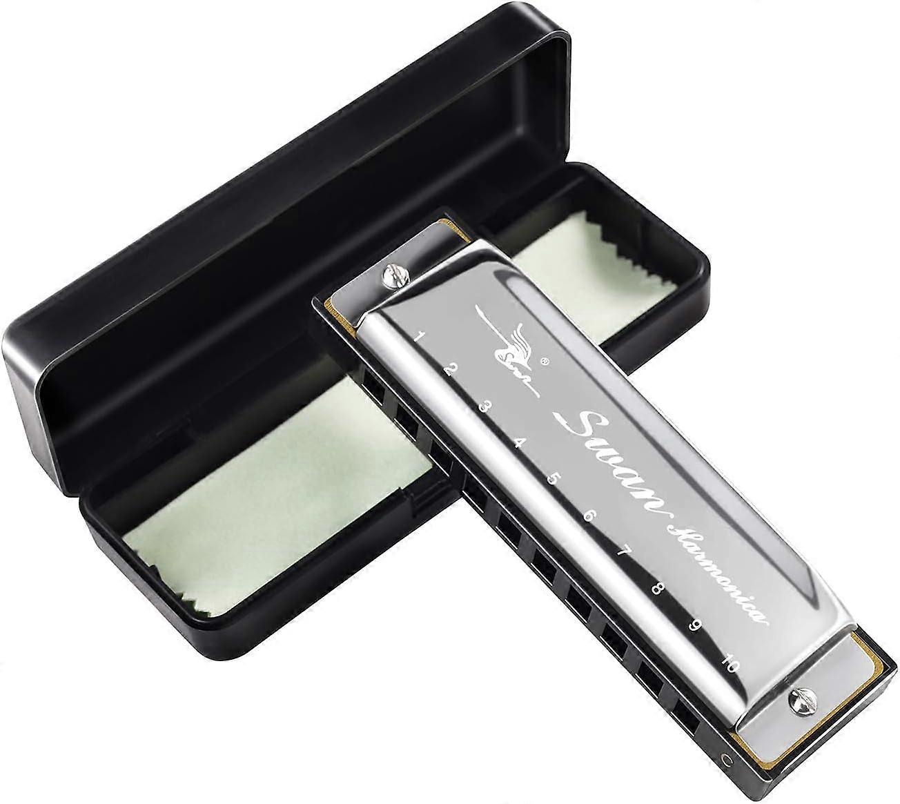 Blues Mondharmonica 10 Gaats Beginner Mondharmonica in C, (Zilver)