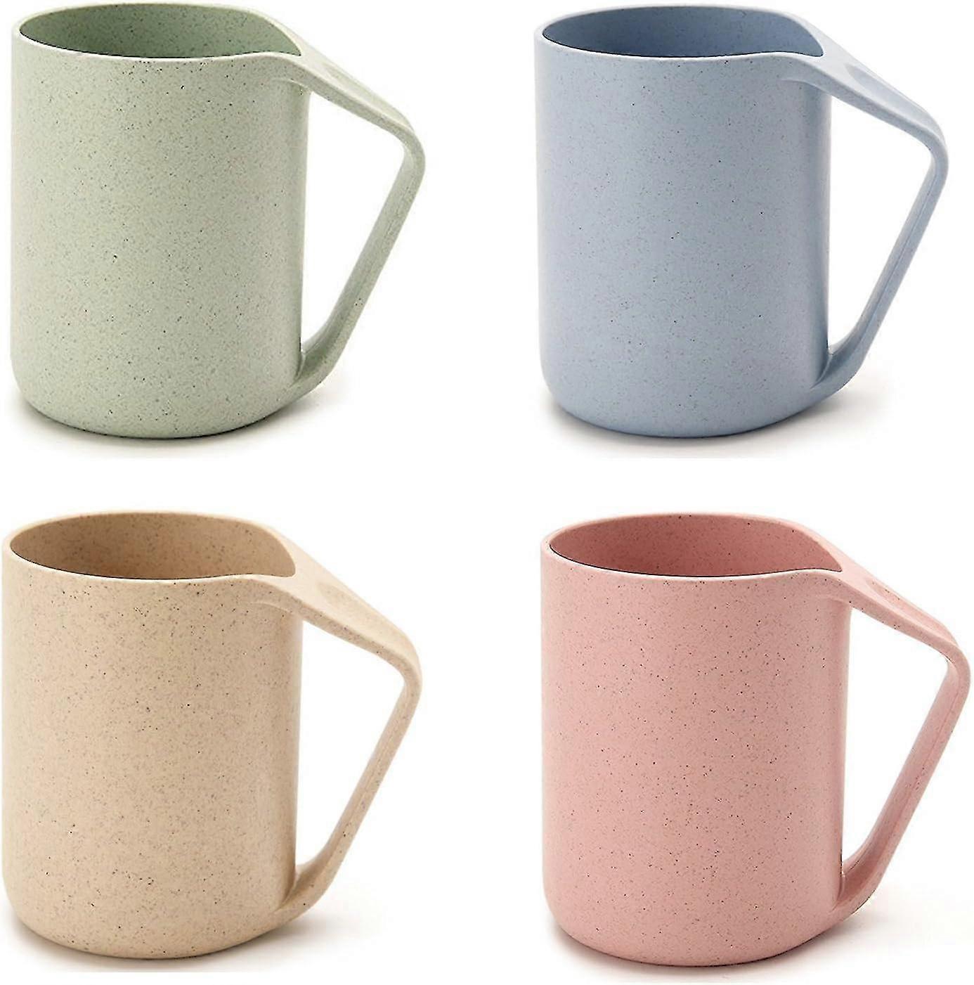4pcs Eco Friendly Sain Paille De Blé Biodégradable Tasse En Plastique Tasse Pour L’eau, Café, Lait, Jus, Thé SQ