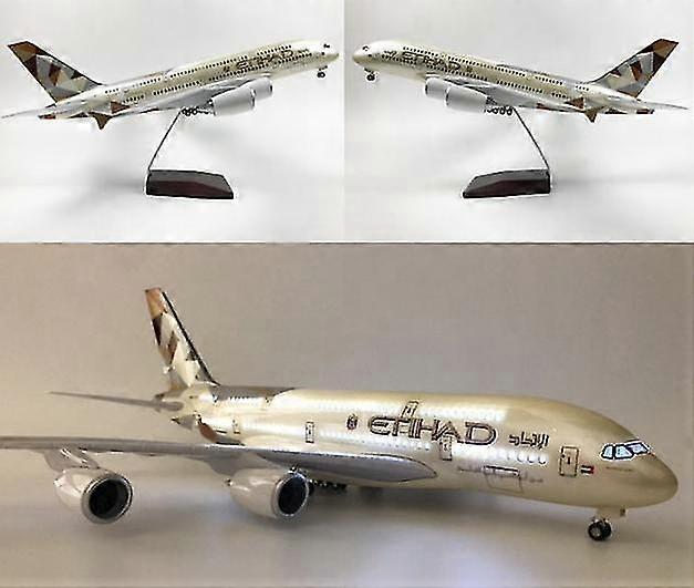 Maquette Airbus A380 Etihad 1/160 - Résine, éclairage LED, Roues, Modèle Détaillé 2024