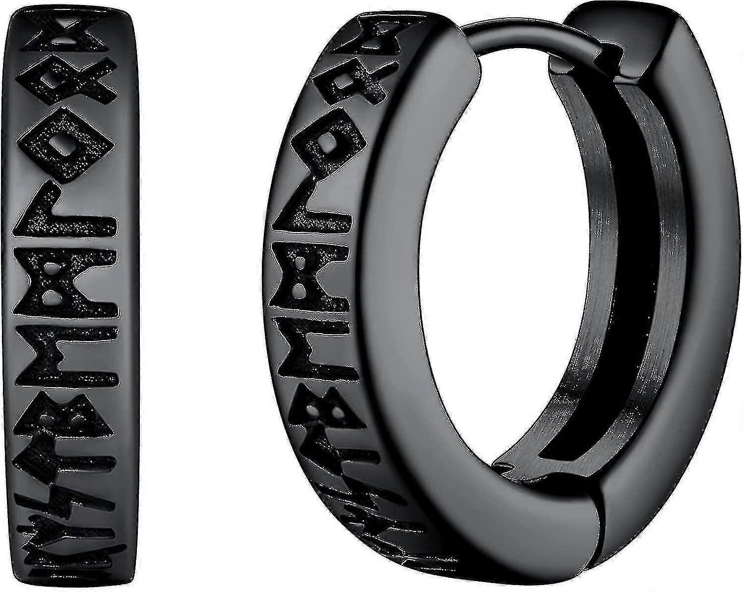 עגילי חישוק ויקינגים נורדיים עם רונות לגברים ונשים חישוקי האג'י 12 מ"מ עם אריזת מתנה עדינה