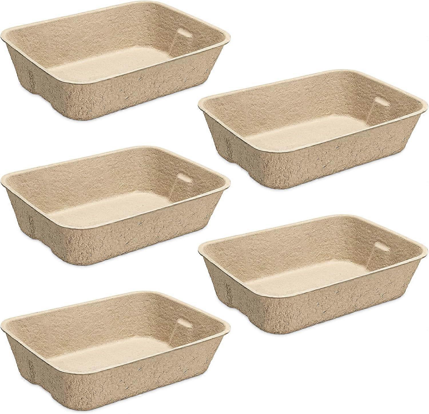 Disposable Cat Litter Trays (Pack of 5) - Cardboard Liner Tray for Cats Made of 100% Paper - Use Alone or As Box Liners - 15.9" x 11.8"