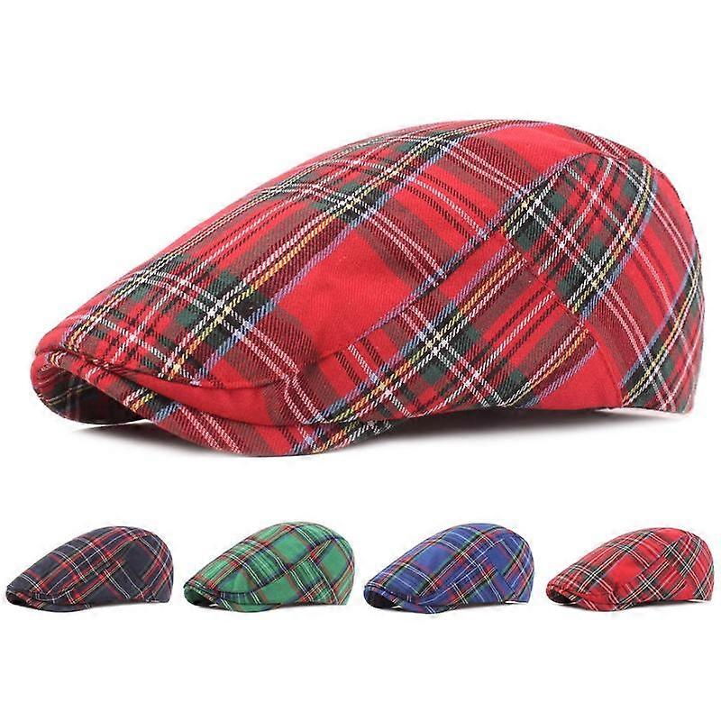 Men Flat Cap Newsboy Hat Beret Plaid Hat