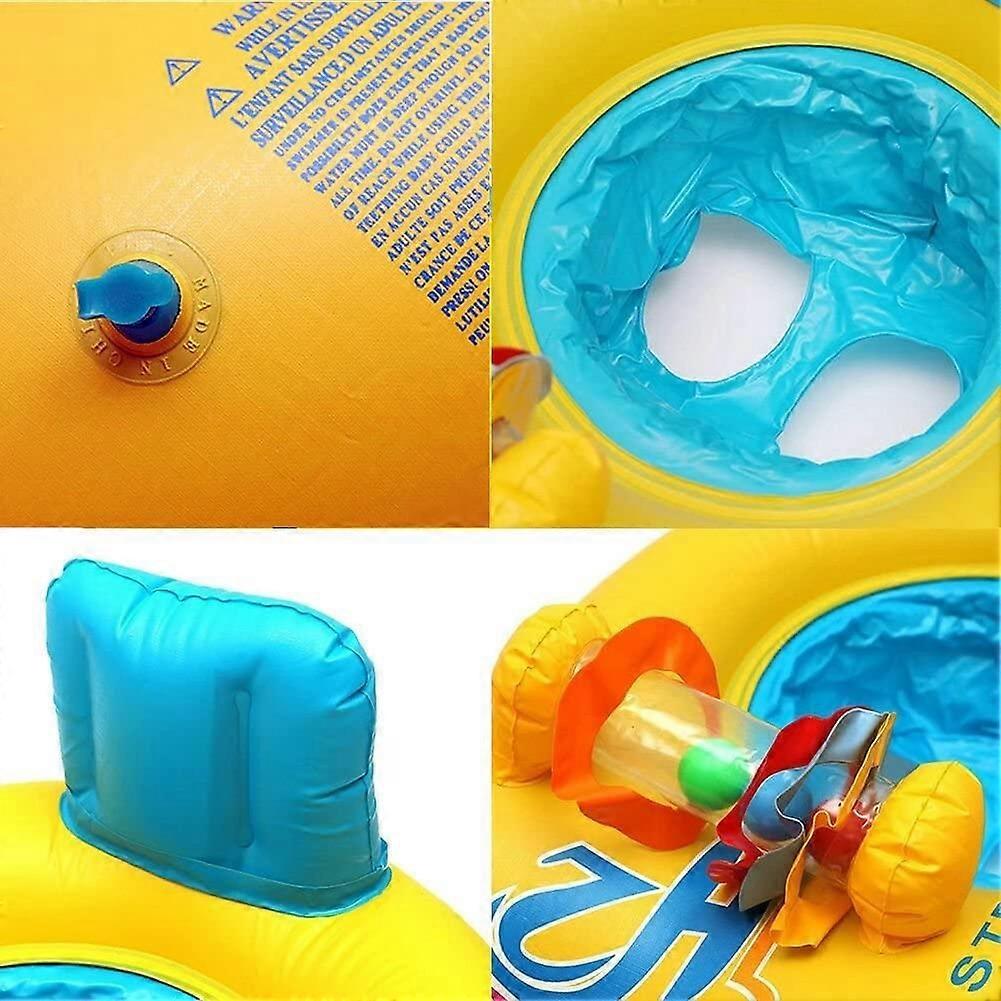 Flotador De Bebé Con Asiento De Seguridad, Anillo Inflable Antivuelco Para Piscina De 3 A 12 Meses – Color Naranja Con Juguetes Marinos
