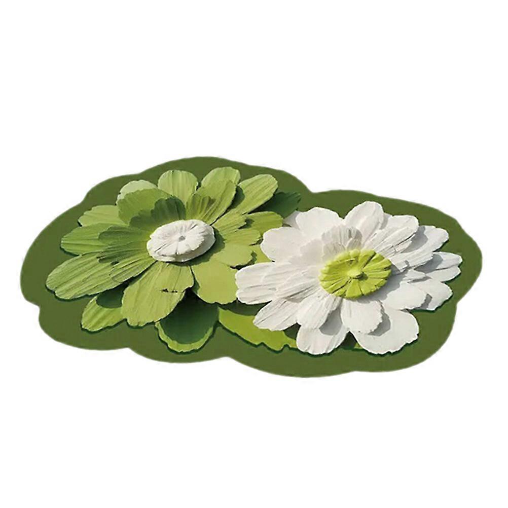 Bathroom Floor Mat Non-Slip 3D Effect Flower Pattern Water-absorption Floor Mat