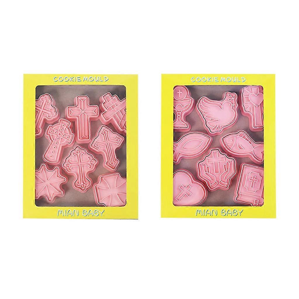 16Pcs Cute Easter Cross Cookie Cutters Set Cartoon Pressable Biscuits Mold
