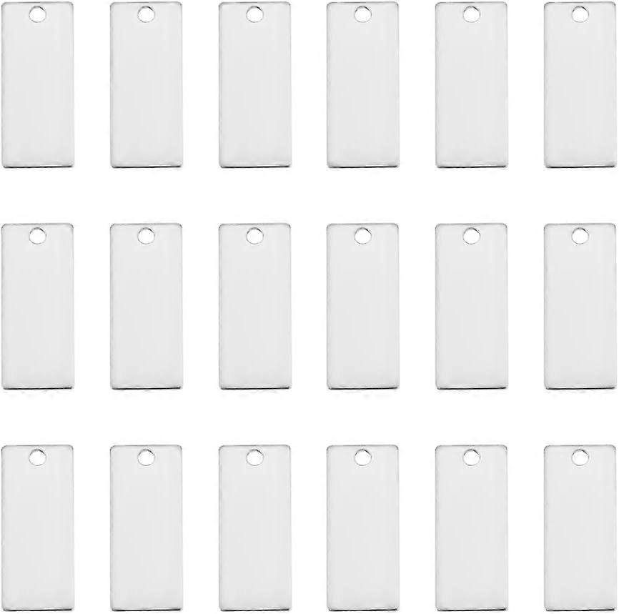 20Pcs Rectangle Stamping Blank Tag 28mm Long DIY Blank Rectangular Tag Pendant Making Kit Engraveable Blank Label Link Connector Hole 2.5mm for Jewelr