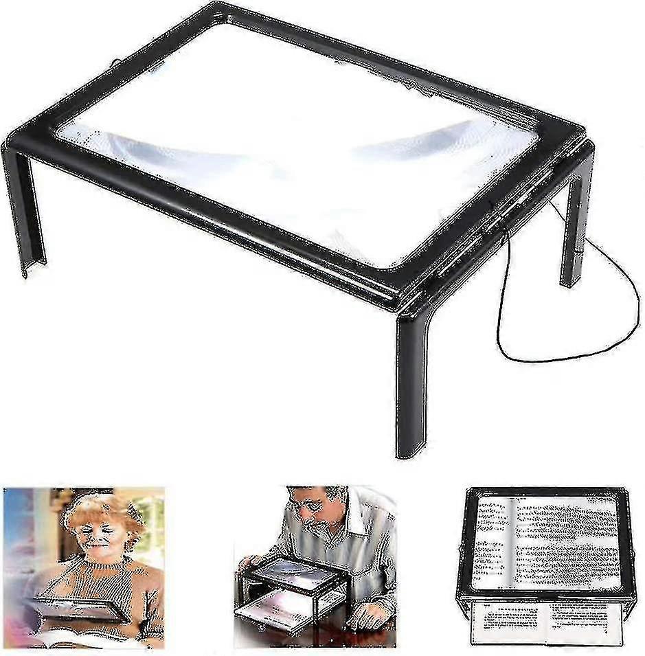 Rectangular Magnifier For Visually Impaired 3x Full Page Magnifier Magnifier With Hands-free Light-MXBC