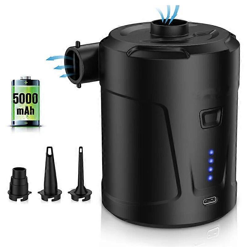 Electric Air Pump Portable Quick-Fill Air Pump with 3 Nozzles 5000mAh Built-in Portable Fast Filling Car Styling