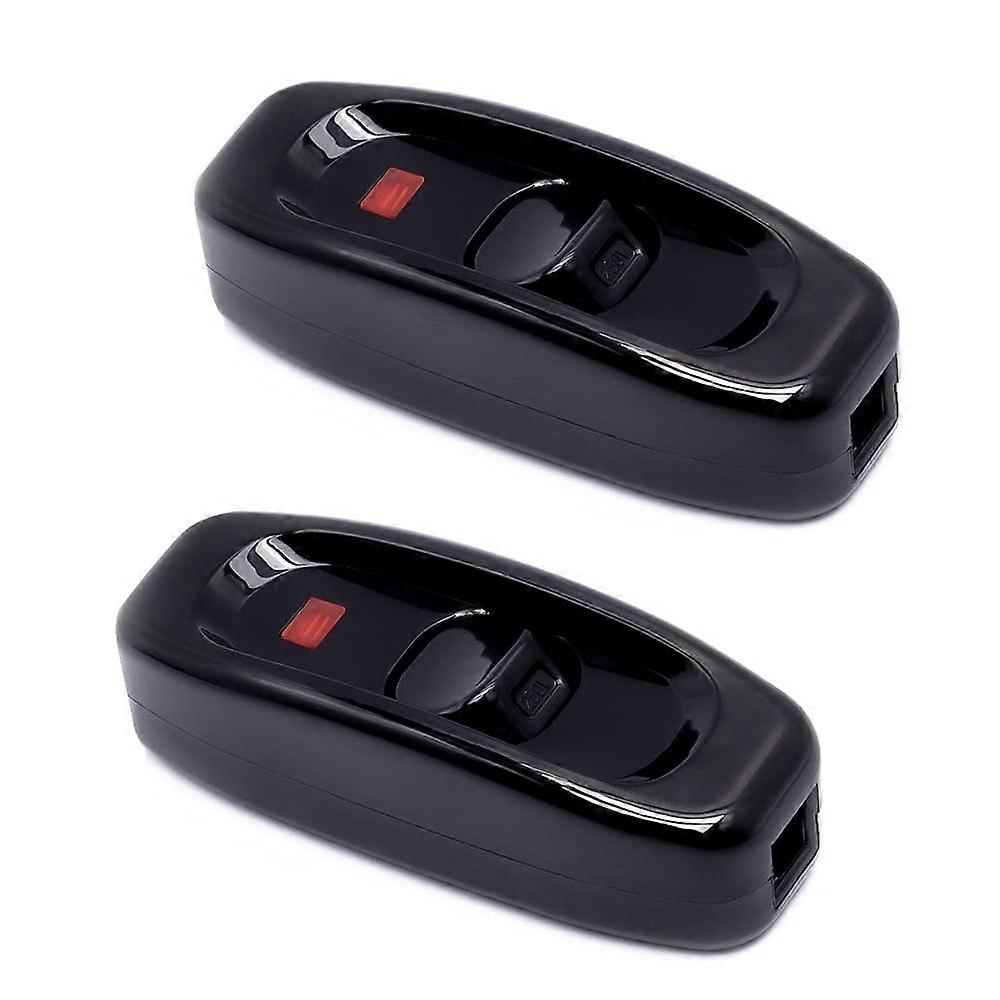 2 Pcs Black Lamp Switch Inline Switch 250V 10A Intermediate Switch with LED Indicator Inline Cord Switch