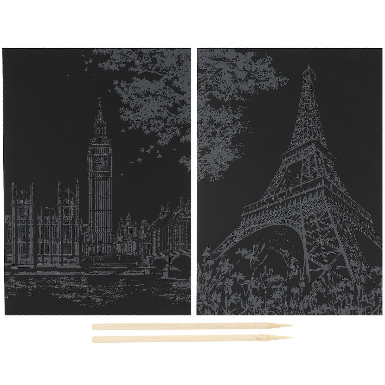 2pcs Creative Colorful Scratch Paper Noir Scratch Paper Crafts