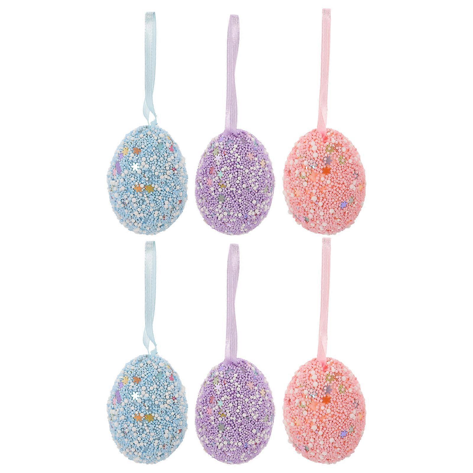 6pcs Easter Party Hanging Ornaments Foam Easter Egg Decorations Easter Party Wall Pendant