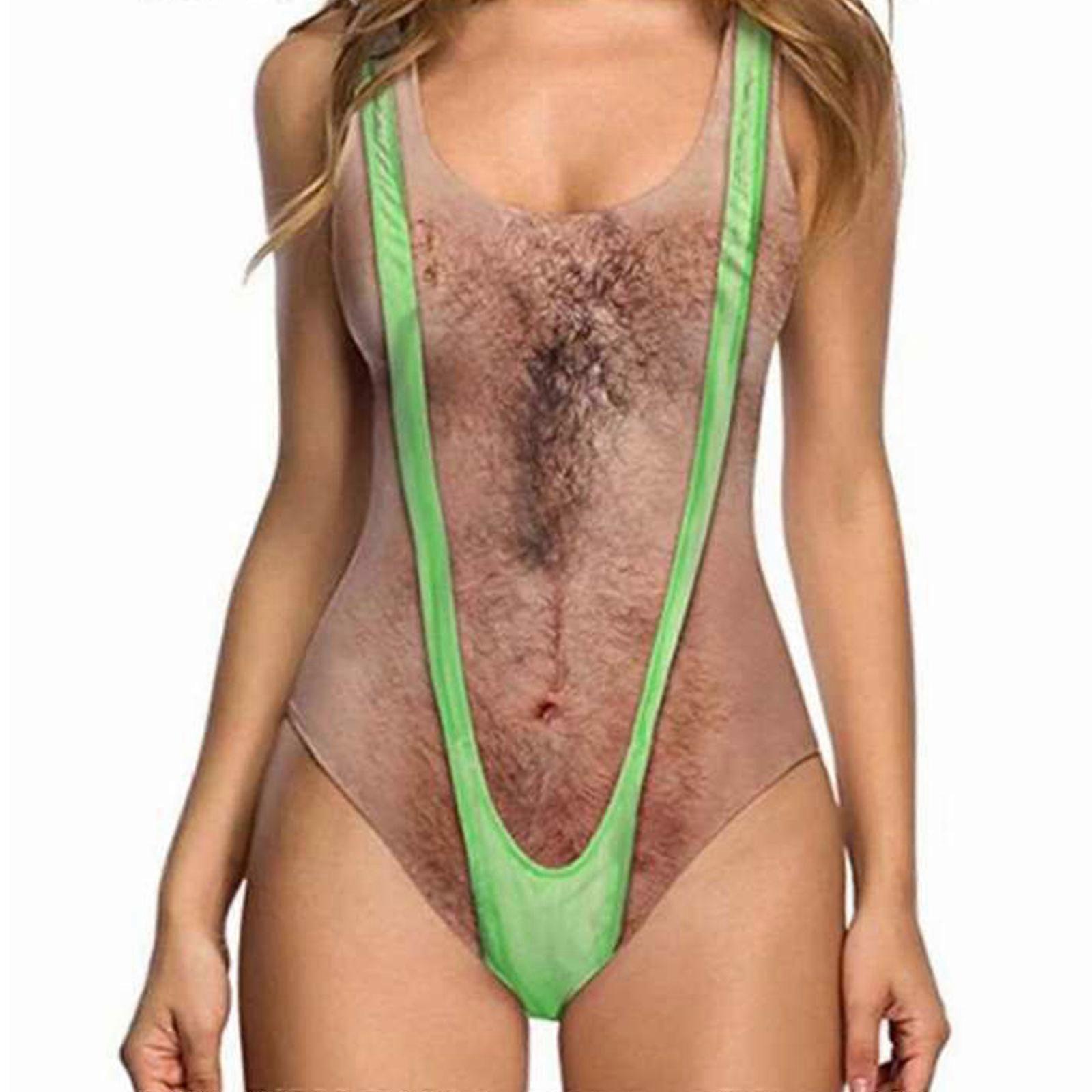Bikini One Piece 3d Fake Print Roliga Baddräkter Baddräkt Badkläder Badkläder Strandkläder För Kvinnor