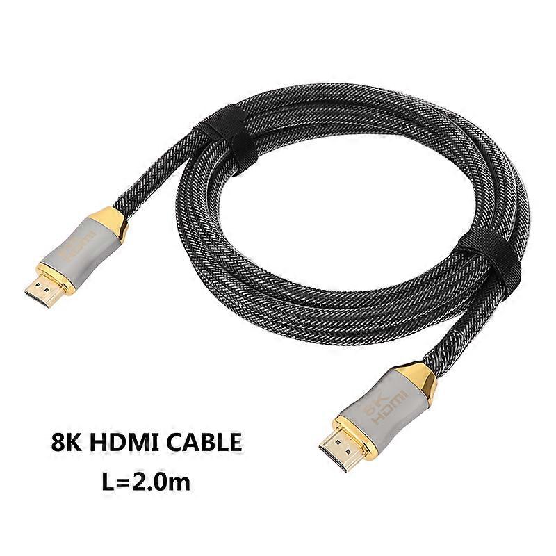 Lanxri High Speed 8K HDMI 2.1 Cable With Gold Connectors & Braided Nylon Made For Laptop / Monitor / Xbox One / PS5 / 8K TV (2m Long)