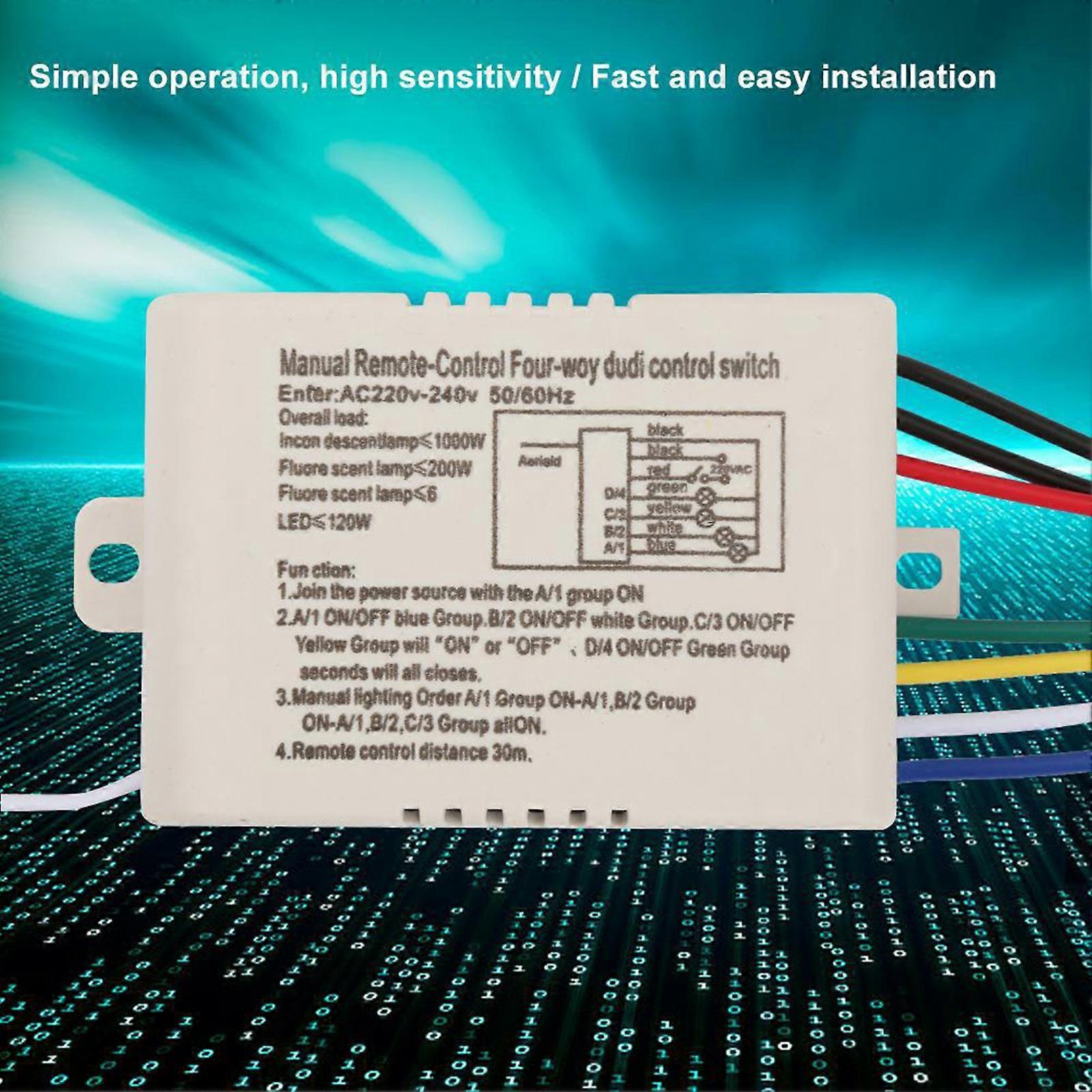 YAM-804 Remote Control Switch Four-way Anti-interference Electrical Equipment Remote Control Light Switch for Home Mengxi