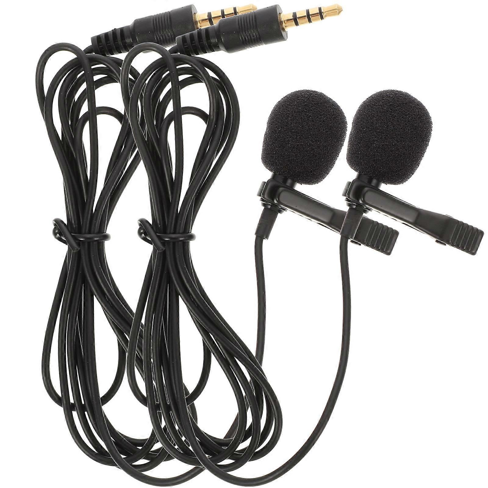 2pcs Lapel Microphone 3.5mm High Sensitivity Recording Mic For Meeting Interview