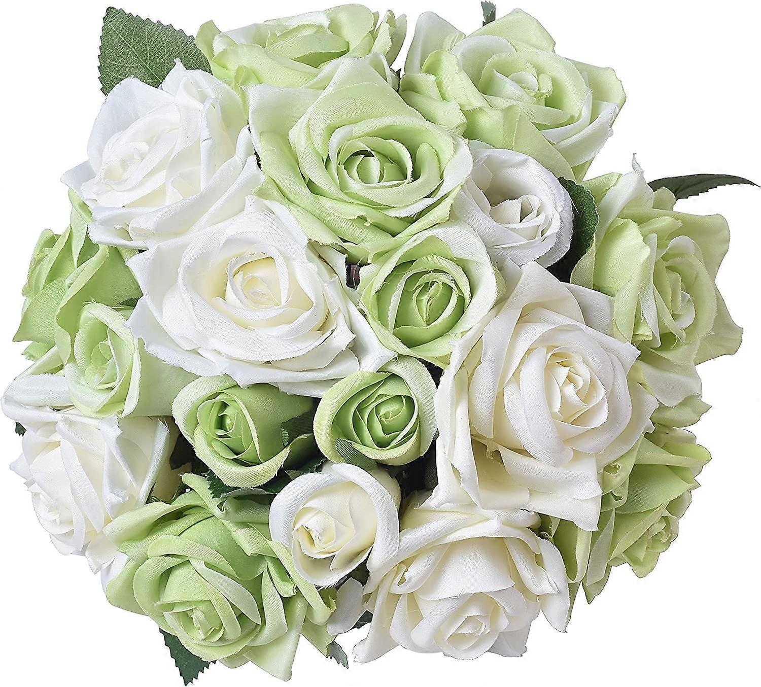 2db művirág rózsa (1-zöld fehér, 2 csokor)