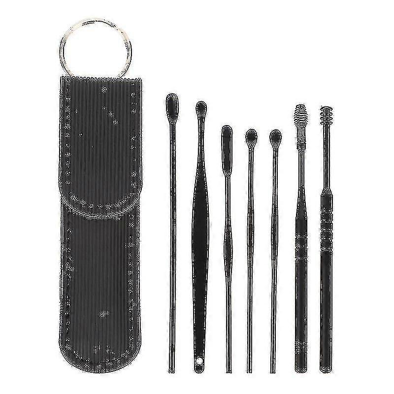 1 Set Earwax Removal Tools Ear Picking Spoon Tools Ear Cleaning Tools (black)