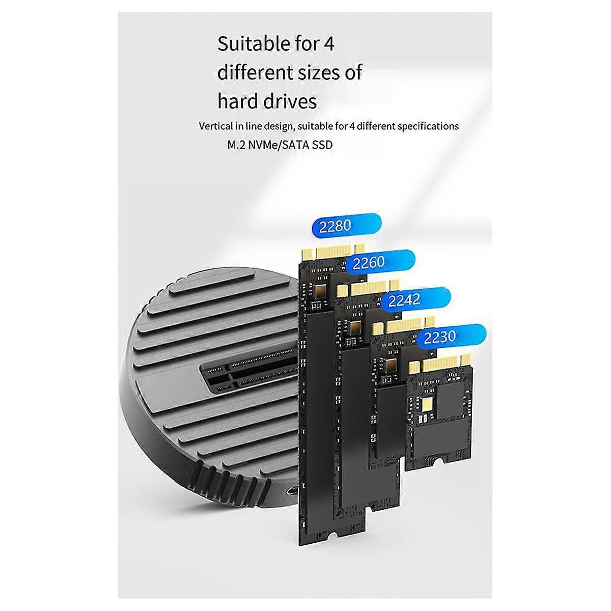 M.2 Dual Protocol SSD Solid State Drive Box NVME/SATA10G External Mobile Hard Drive Base Type -C3.1