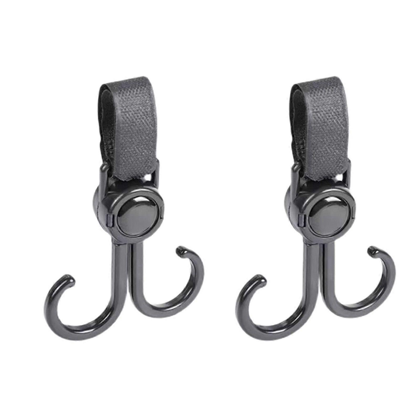 2pcs Double Stroller Swivel Hooks Multifunctional Adjustable Bicycle Stroller Hooks for Hanging Bags