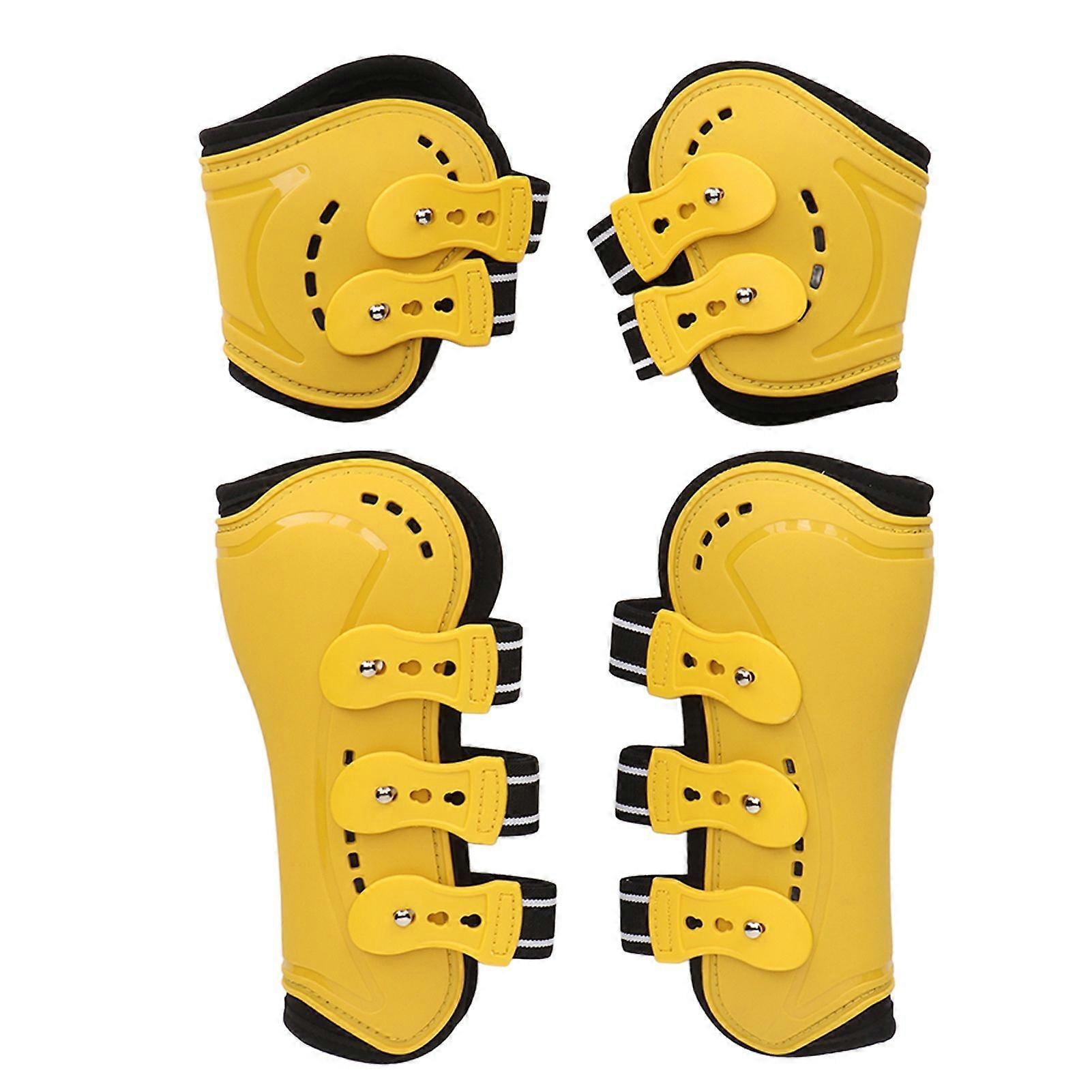 Horse Tendon Boots Fetlock Boots Open Front Breathable Adjustable Protective Horse Boots for Jumping Yellow Set of 4 L