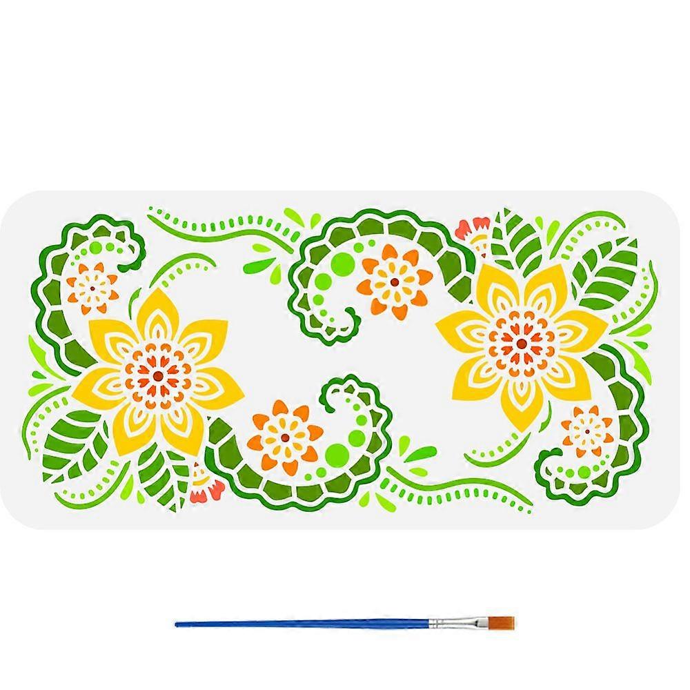 1pcペット中空アウトドローイングペイントステンシルDIYスクラップブックフォトアルバムフラワー150x300mm