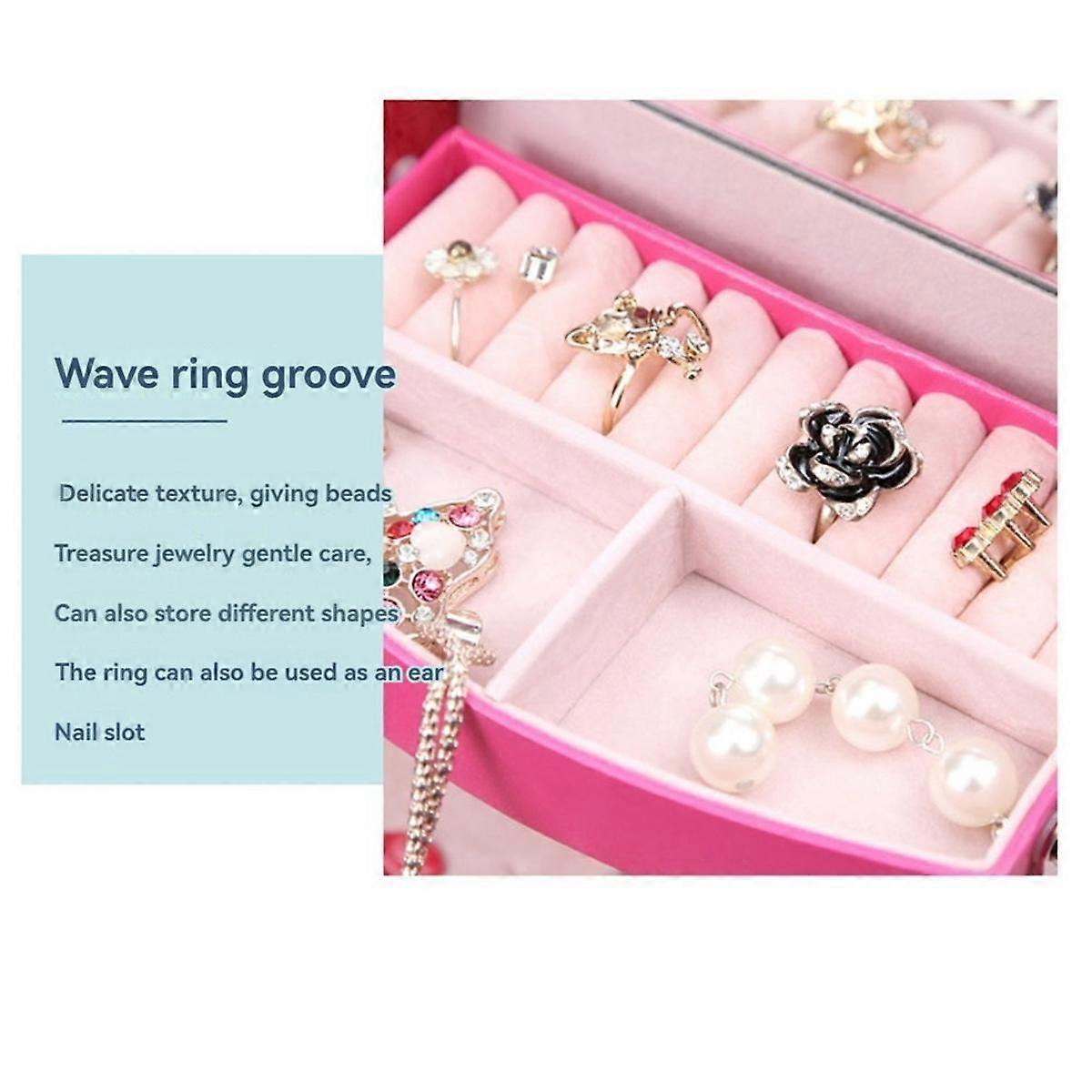 ジュエリー収納ボックス3層PUレザーリングイヤリングジュエリー収納ボックスディスプレイジュエリーボックスパッキャグ