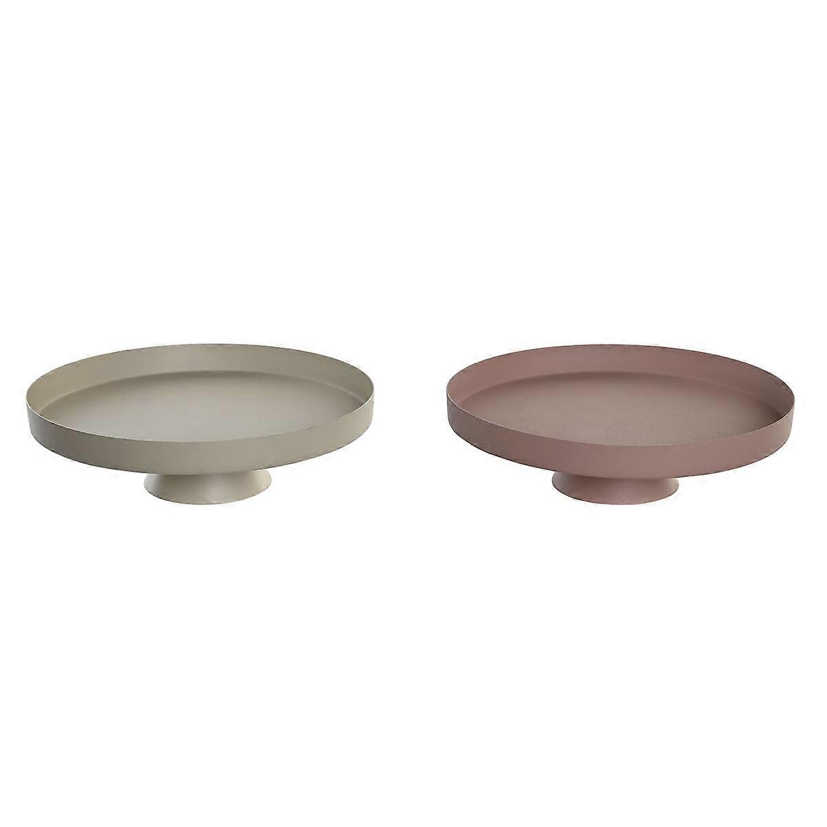 Centerpiece DKD Home Decor Beige Pink Iron 31 x 31 x 9 cm (2 Units)