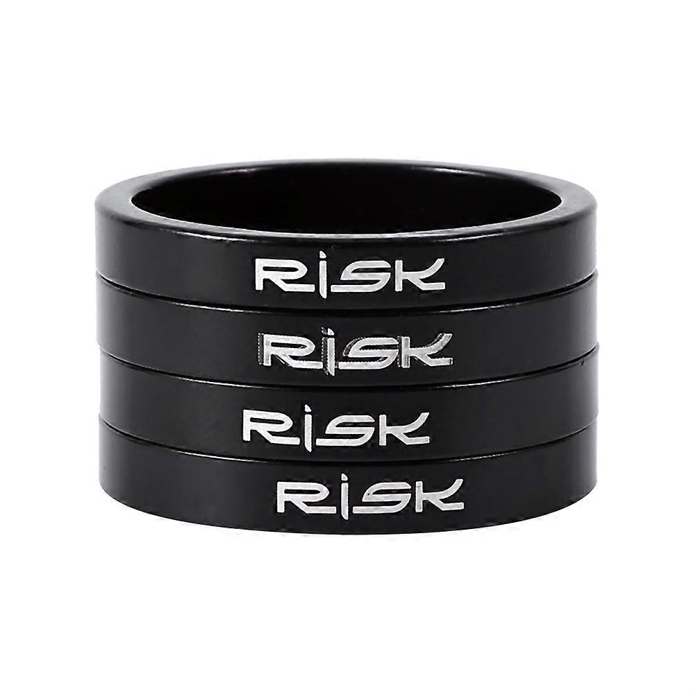 4 x מרווח אוזניות אופני אלומיניום עמיד 5 מ"מ לאופני הרים (שחור 5 מ"מ)