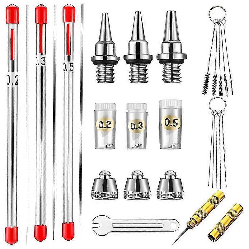 21pcs Airbrush ακροφύσιο καπάκι kit airbrush βελόνες αεροψεκουρίσματος βελόνες airbrush αντικατάσταση Pa