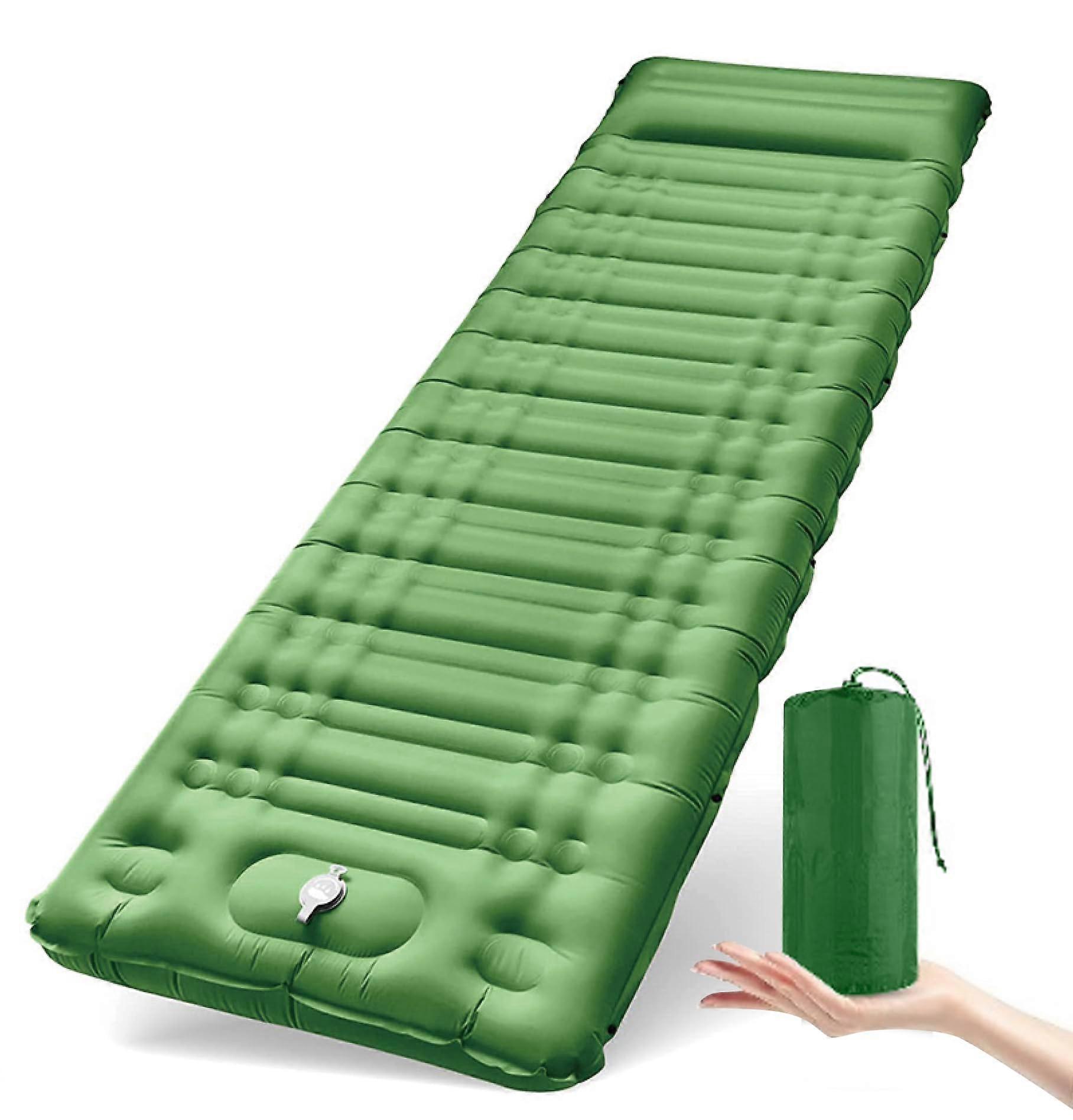 Camping Sleeping Pad with Pillow, 76''X26''X4.7'' Mattress, Enhanced Support, Built-in Foot Pump for Camping & Hiking